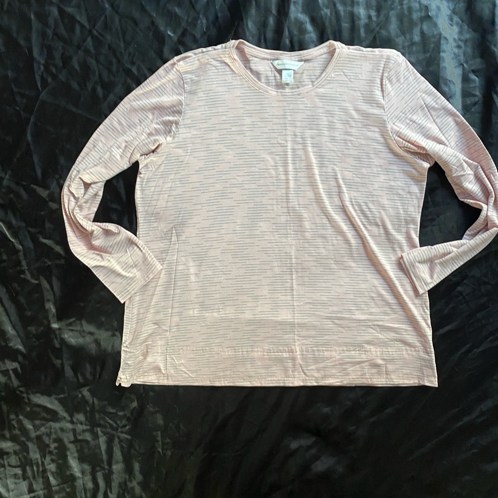 🔥3/$25- Christopher & Banks Pink Striped Long Sleeve Top